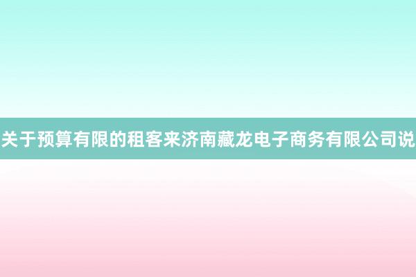 关于预算有限的租客来济南藏龙电子商务有限公司说